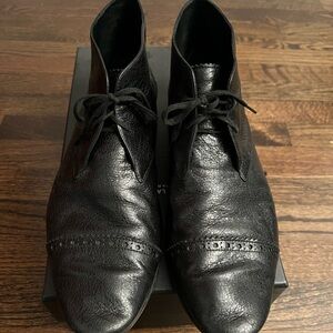 Balenciaga Black Leather Ankle Boots Size 44